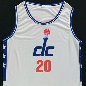 Gary Payton II DC #20 White Red and Blue Custom Jersey Tank Top Men’s Large